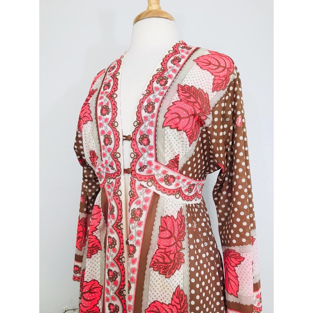 Emilio Pucci Brown and Pink Floral Long Robe - Picture 7 of 14